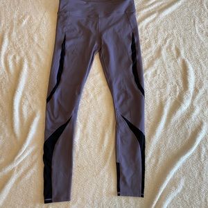 Fabletics Purple and Black Mesh Accent Leggings
